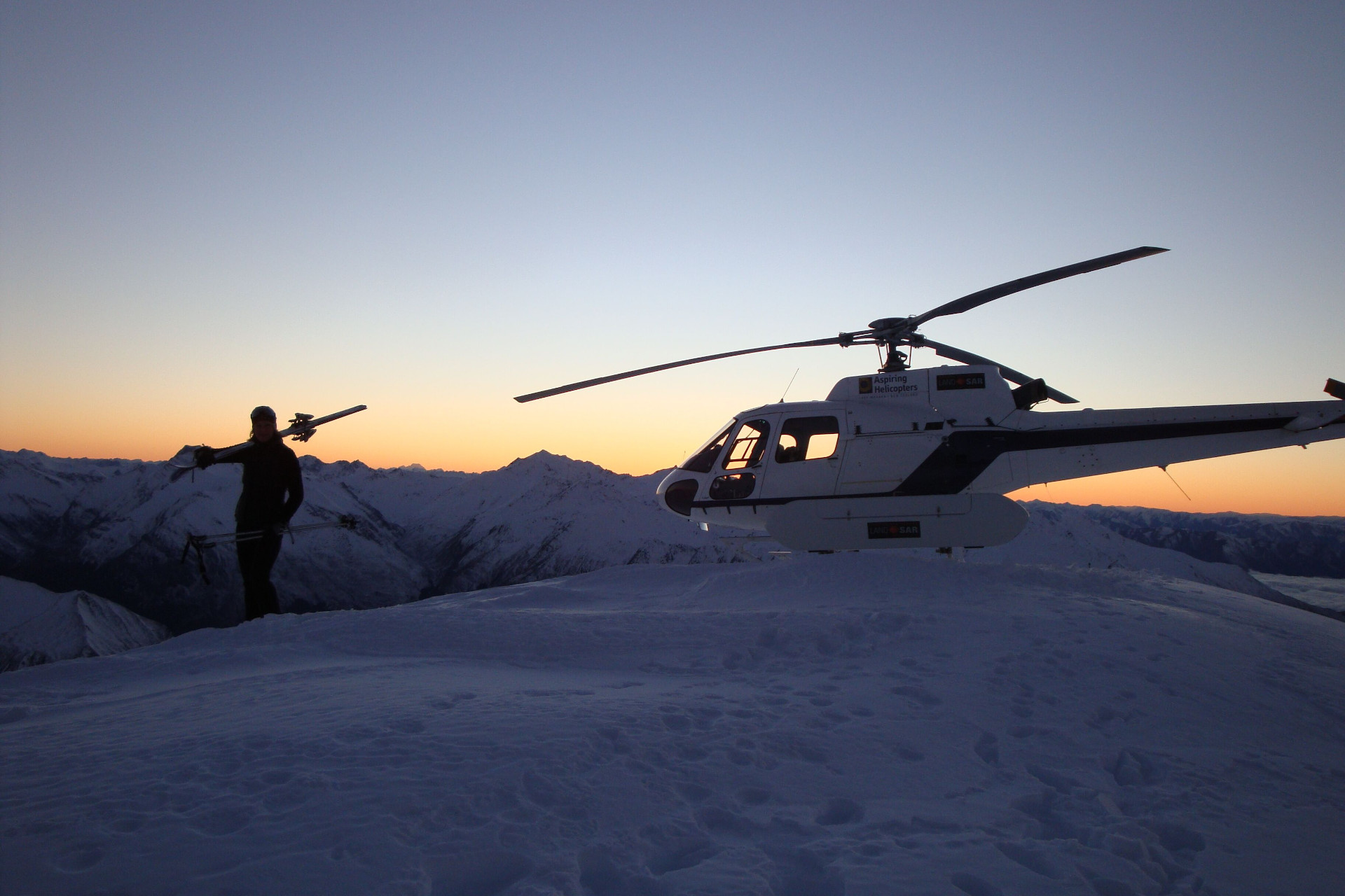 Heli-skier-at-Dawn